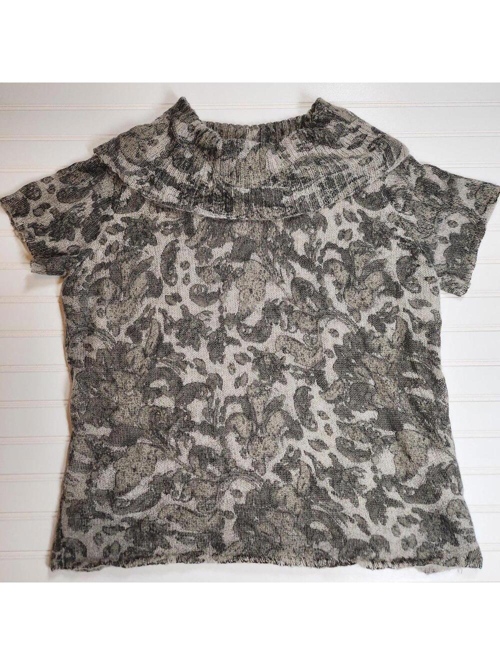Jones New York 2X Paisley Sweater Top Neutral Knit Short Sleeve Plus Size